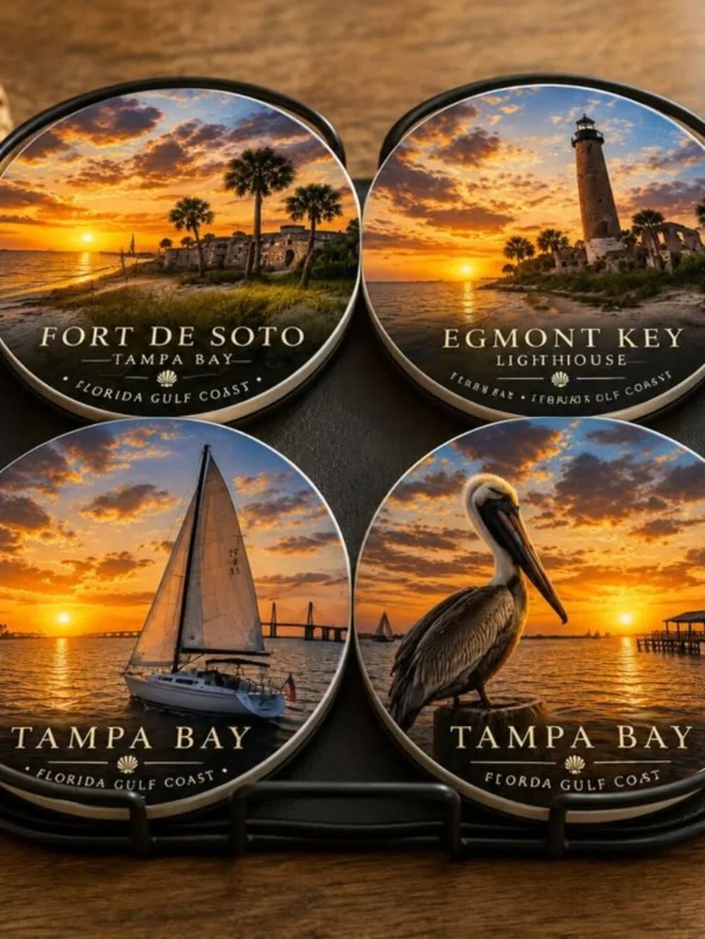 Tampa Bay Coastal Collection Ceramic Coaster Set – Set of 4 - Picture 2 of 3